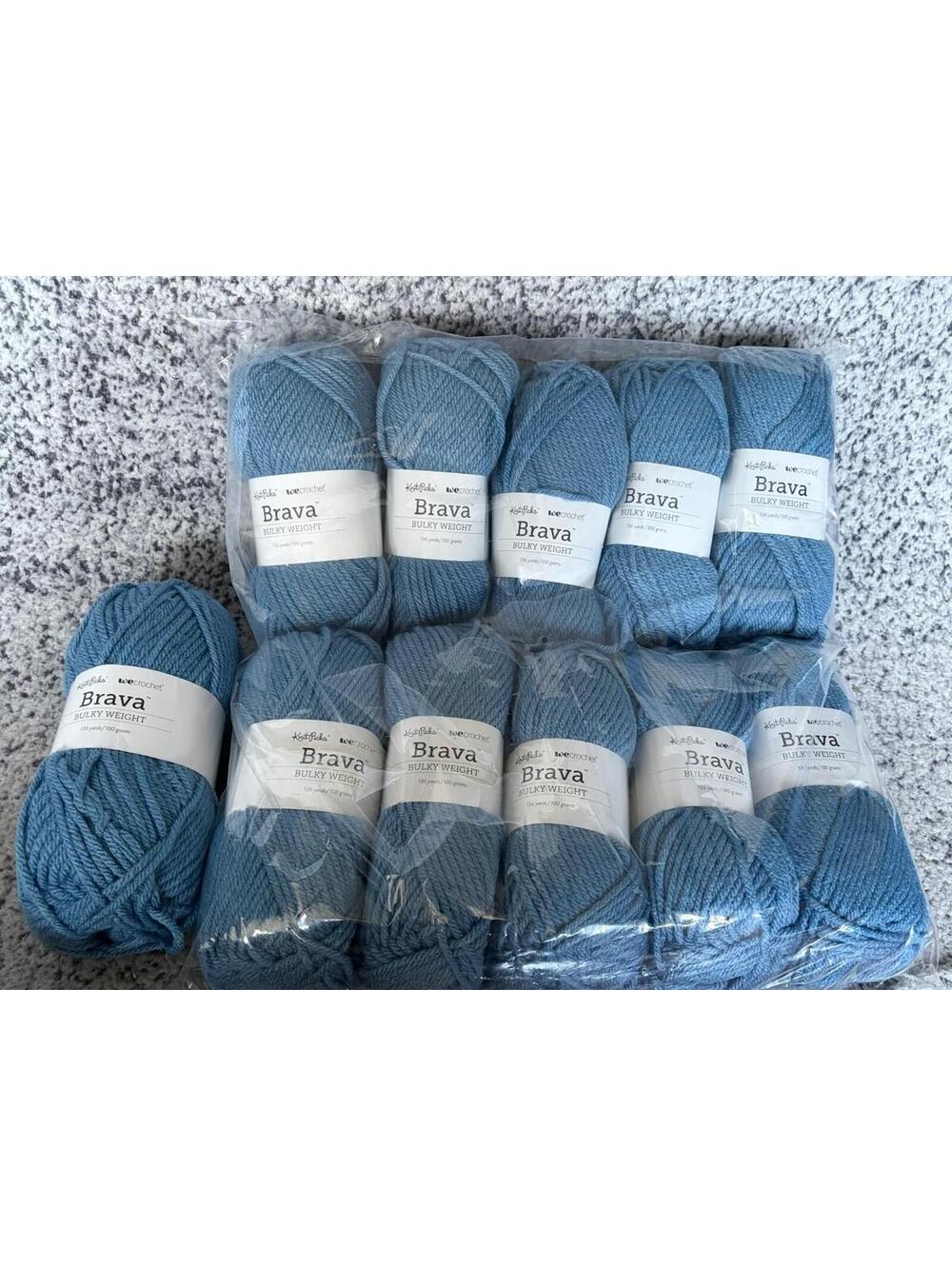 Knit Picks Brava Bulky Yarn Lot of 11 Denim Blue #5 Weight Acrylic New